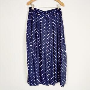 Carroll Reed Women's Vintage Button Down Maxi Skirt Size 14 Polka Dot Blue